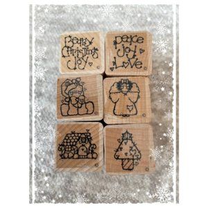 Christmas Rubber Stamps, Angel Stamp, Christmas Tree Stamp, Gingerbread House St